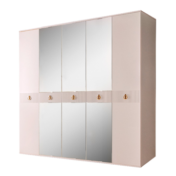 Шкаф 5-ти дверный с зеркалами Rimini Solo (бежевый / золото) РМШ1/5(s)