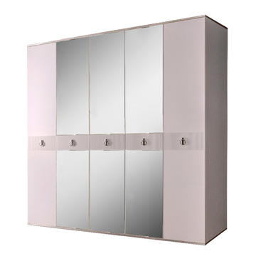 Шкаф 5-ти дверный с зеркалами Rimini Solo (белый / серебро) РМШ1/5(s)