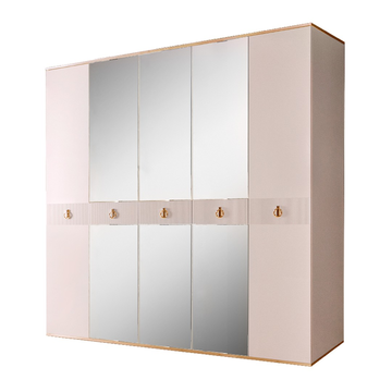 Шкаф 5-ти дверный с зеркалами Rimini Solo (слоновая кость / золото) РМШ1/5(s)