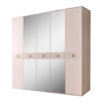 Шкаф 5-ти дверный с зеркалами Rimini Solo (слоновая кость / серебро) РМШ1/5(s)