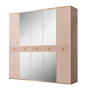 Шкаф 5-ти дверный с зеркалами Rimini Solo (латте / золото) РМШ1/5(s)