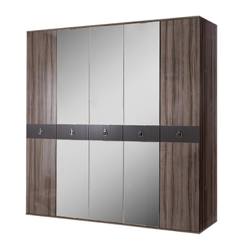Шкаф 5-ти дверный с зеркалами Rimini Solo (орех империя / серебро) РМШ1/5(s)