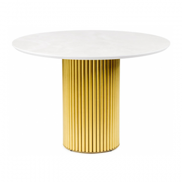 Керамический стол Барел 110 onyx bianco soft satin / золотой