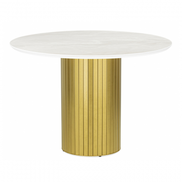 Керамический стол Гравент 110 onyx bianco soft satin / золотой