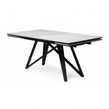 Керамический стол Вилсон 160(220)х89 белый gilt white / черный