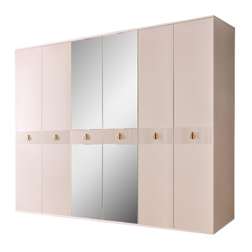 Шкаф 6-дверный с зеркалами Rimini Solo (бежевый / золото) РМШ1/6(s)