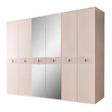 Шкаф 6-дверный с зеркалами Rimini Solo (бежевый / серебро) РМШ1/6(s)