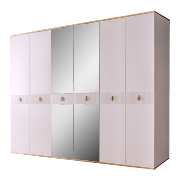 Шкаф 6-дверный с зеркалами Rimini Solo (белый / золото) РМШ1/6(s)
