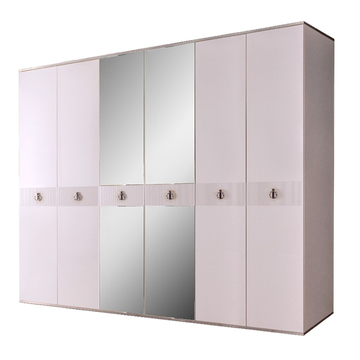 Шкаф 6-дверный с зеркалами Rimini Solo (белый / серебро) РМШ1/6(s)