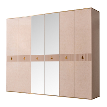 Шкаф 6-дверный с зеркалами Rimini Solo (латте / золото) РМШ1/6(s)