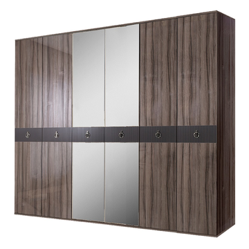 Шкаф 6-дверный Rimini Solo (орех империя / серебро) РМШ1/6(s)