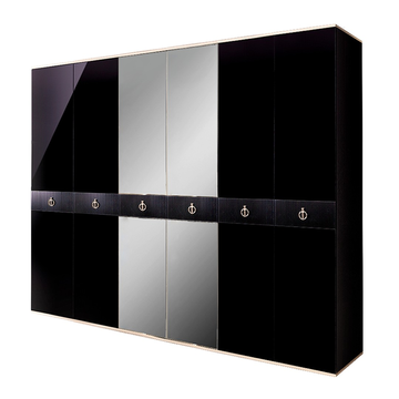 Шкаф 6-дверный с зеркалами Rimini Solo (черный / серебро) РМШ1/6(s)