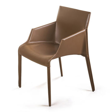 Стул с подлокотниками Morgan, экокожа коричневый 2001000001088