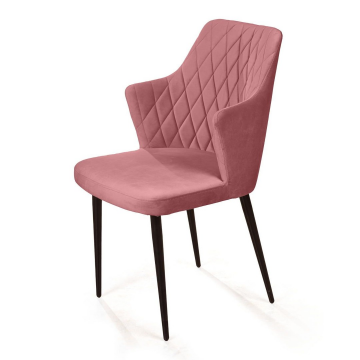 Стул с подлокотниками Hunt, бархат пудровый 15 / чёрный конус 77499