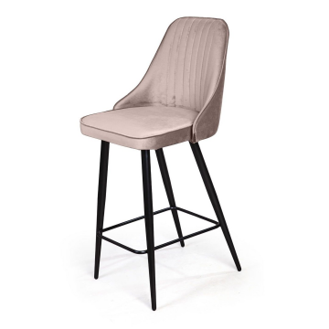 Стул полубарный Berg, бархат пепельно-бежевый 25/ чёрный конус 75377