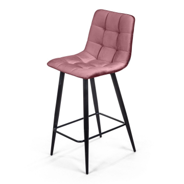 Стул полубарный UNO, бархат пудровый 15 / чёрный конус 74982