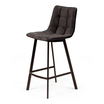 Стул полубарный UNO, бархат антрацит 14 / чёрный профиль 74979