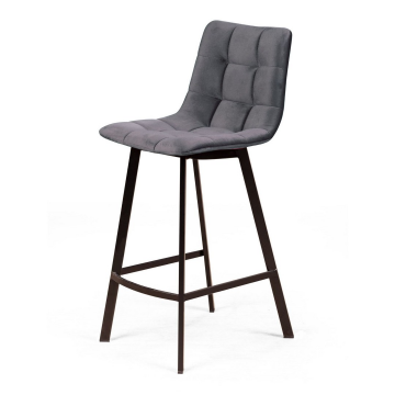 Стул полубарный UNO, бархат серый 27 / чёрный профиль 74968