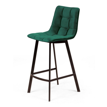 Стул полубарный UNO, бархат зелёный 19/ чёрный профиль 74981