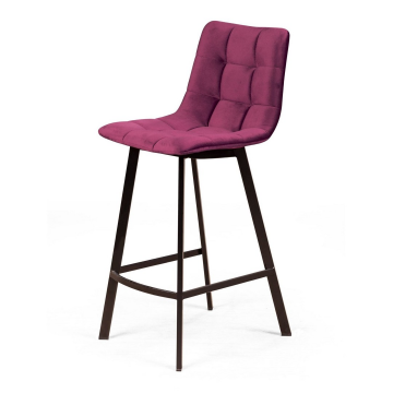 Стул полубарный UNO, бархат красный 16 / чёрный профиль 74145