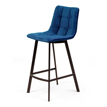 Стул полубарный UNO, бархат синий 29 / черный профиль 74961