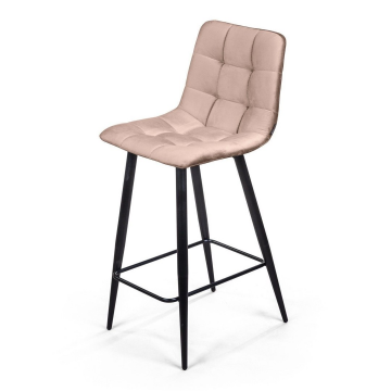 Стул полубарный UNO, бархат бежевый 5 / чёрный конус 74637