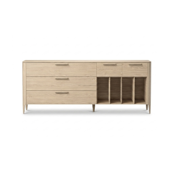 Тумба Type oak 5 ящиков 4 полки ширина 200 см (беленый дуб)