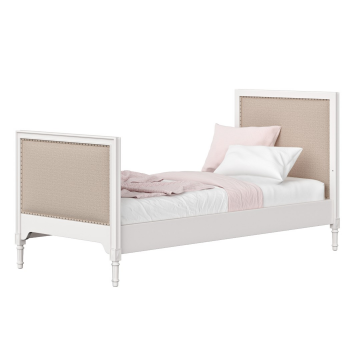 Кровать подростковая Elit (белый, бежевая ткань)