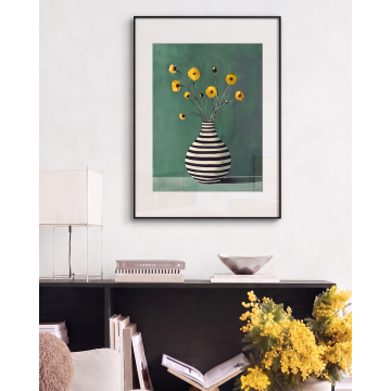 Постер Flowers & striped vase