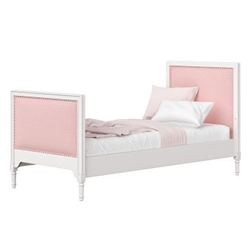 Кровать подростковая Elit (белый, розовая ткань)