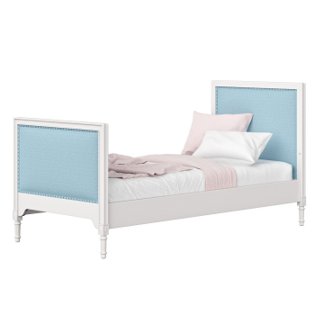 Кровать подростковая Elit (белый, голубая ткань)