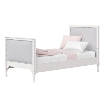 Кровать подростковая Elit (белый, серая ткань)