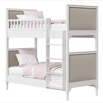 Кровать двухъярусная Elit (белый, бежевая ткань)