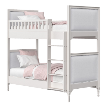 Кровать двухъярусная Elit (белый, серая ткань)