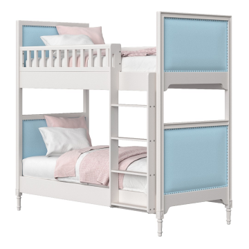 Кровать двухъярусная Elit (белый, голубая ткань)