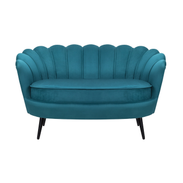 Диван ракушка Pearl Double Marine Velvet на черных ножках