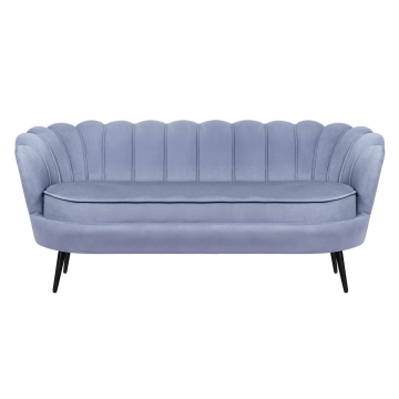 Диван ракушка для гостиниц Pearl Triple Blue на черных ножках