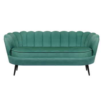 Диван ракушка для гостиниц Pearl Triple Green V2 на черных ножках