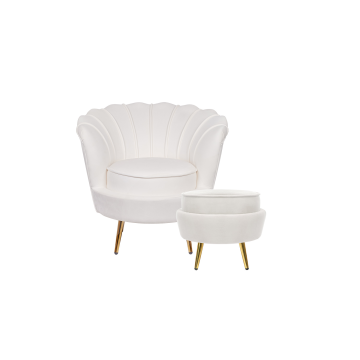 Кресло с пуфом ракушка Pearl Beige