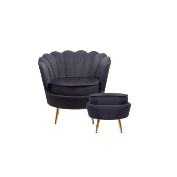 Кресло с пуфом ракушка Pearl Black