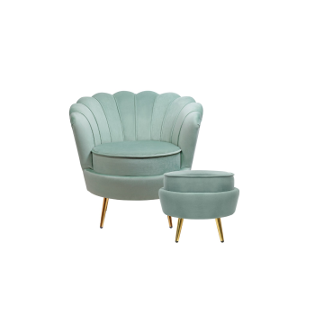 Кресло с пуфом ракушка Pearl Green