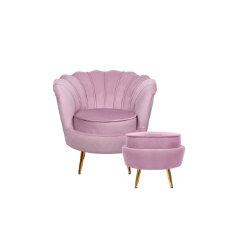 Кресло с пуфом ракушка Pearl Pink
