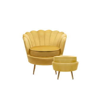 Кресло с пуфом ракушка Pearl Yellow