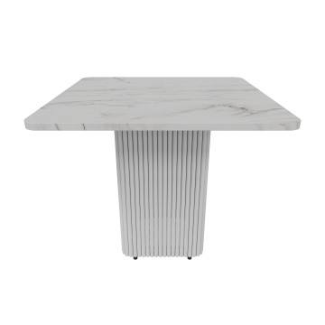 Обеденный стол TRUBIS Wood KVADRAT 90 х 90 см, белый мрамор/белый