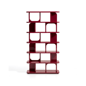 Стеллаж Aduma из МДФ с глянцевой бордовой лакированной отделкой, 100 x 187 см