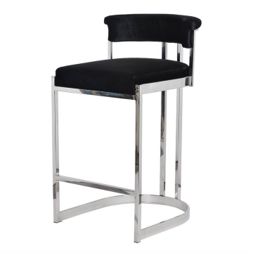 Стул барный, велюр черный/хром  49*55*85см