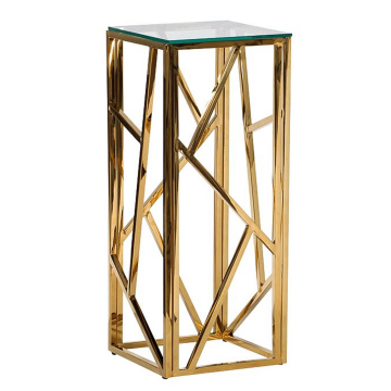 Стол журнальный высокий прозрачное стекло/золото 30*30*75