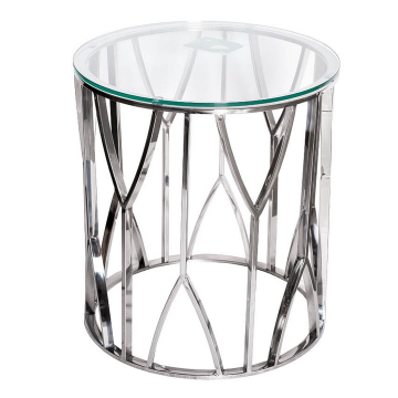 Стол журнальный стекло прозрачное/серебро d50*55см
