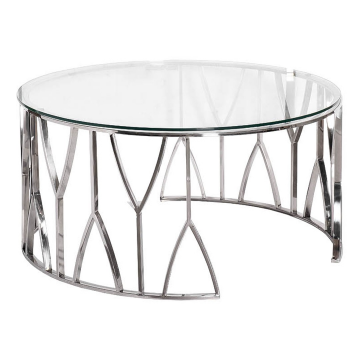 Стол журнальный стекло прозрачное/серебро d90*45см