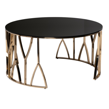 Стол журнальный стекло черн./золото d90*45см